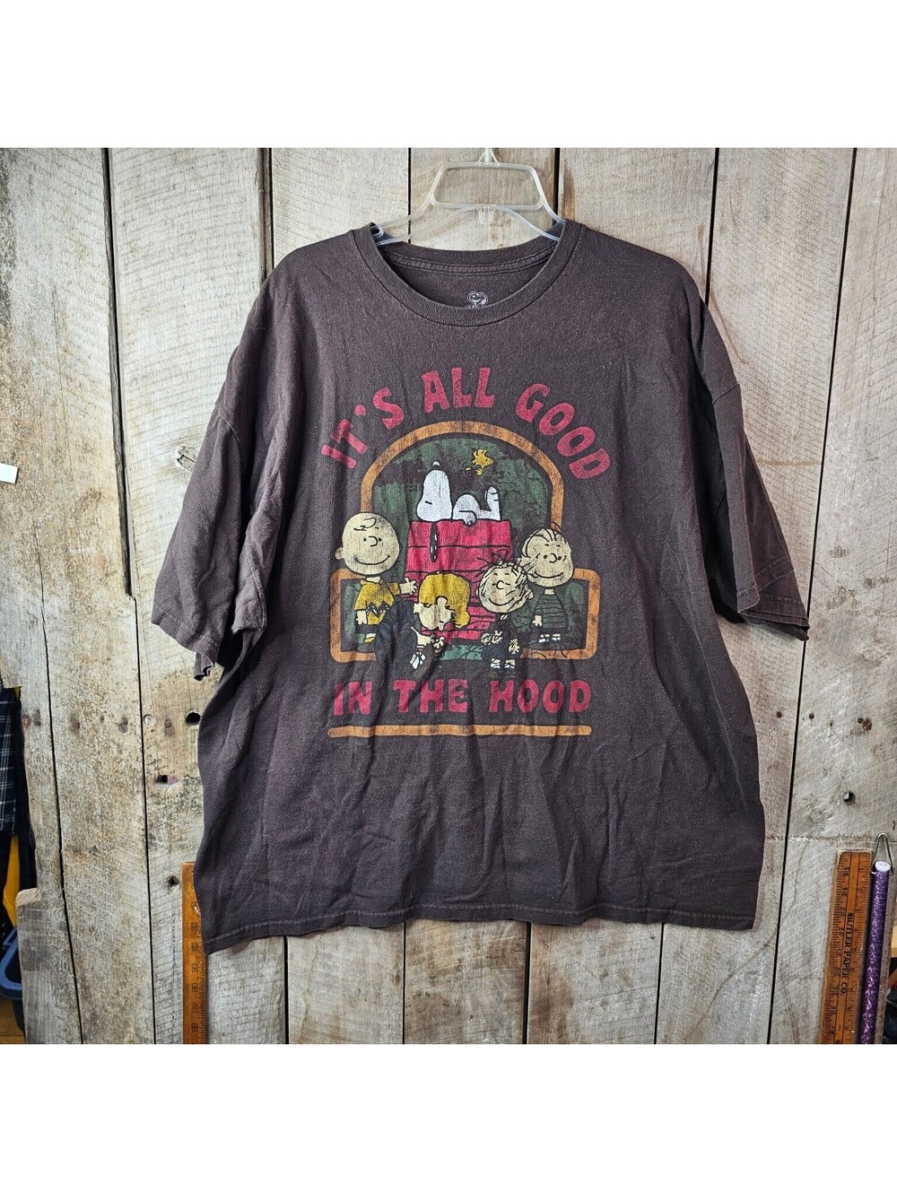 Peanuts It's All Good In The Hood T-Shirt Men's 2XL Brown Short Sleeve Graphic